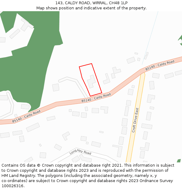 143, CALDY ROAD, WIRRAL, CH48 1LP: Location map and indicative extent of plot