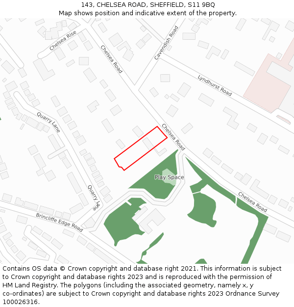 143, CHELSEA ROAD, SHEFFIELD, S11 9BQ: Location map and indicative extent of plot