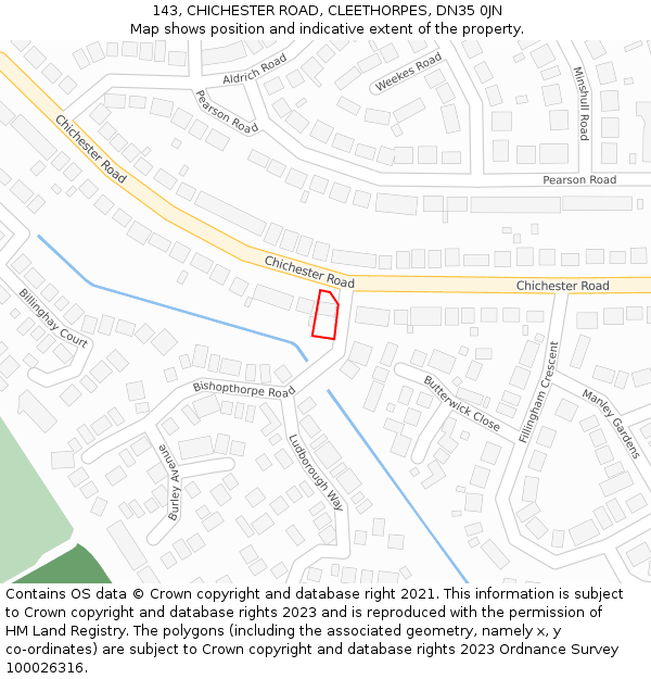 143, CHICHESTER ROAD, CLEETHORPES, DN35 0JN: Location map and indicative extent of plot