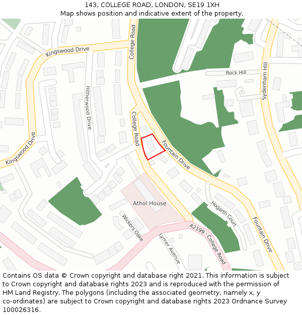 143, COLLEGE ROAD, LONDON, SE19 1XH: Location map and indicative extent of plot