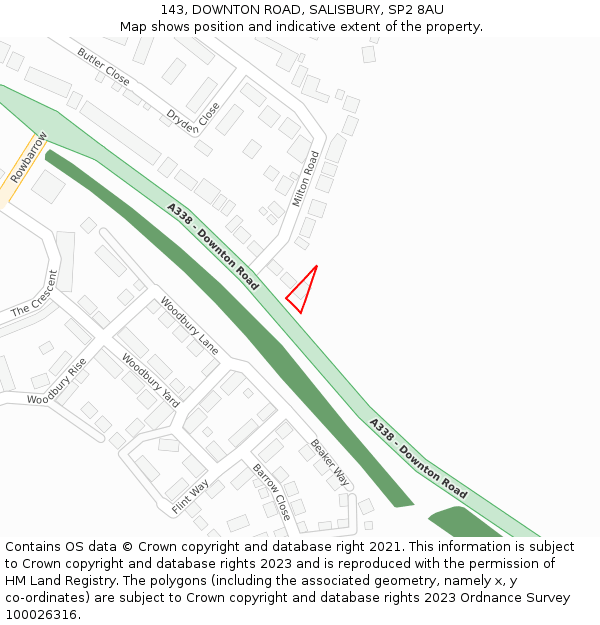 143, DOWNTON ROAD, SALISBURY, SP2 8AU: Location map and indicative extent of plot