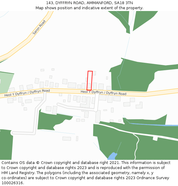 143, DYFFRYN ROAD, AMMANFORD, SA18 3TN: Location map and indicative extent of plot