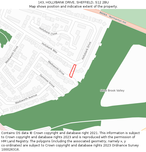 143, HOLLYBANK DRIVE, SHEFFIELD, S12 2BU: Location map and indicative extent of plot