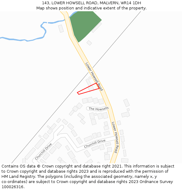 143, LOWER HOWSELL ROAD, MALVERN, WR14 1DH: Location map and indicative extent of plot