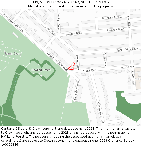 143, MEERSBROOK PARK ROAD, SHEFFIELD, S8 9FP: Location map and indicative extent of plot
