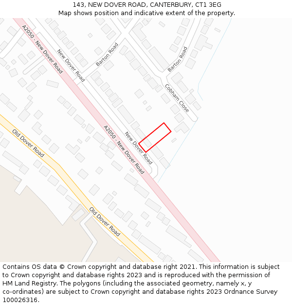 143, NEW DOVER ROAD, CANTERBURY, CT1 3EG: Location map and indicative extent of plot