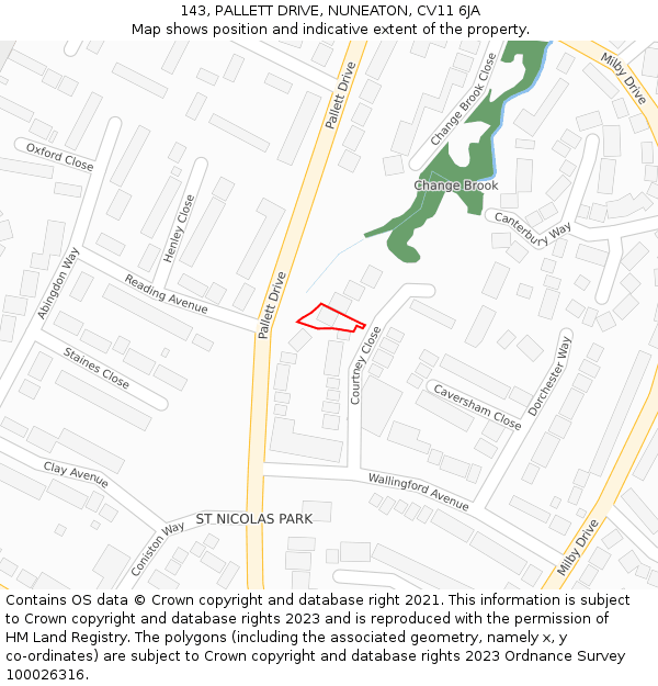 143, PALLETT DRIVE, NUNEATON, CV11 6JA: Location map and indicative extent of plot