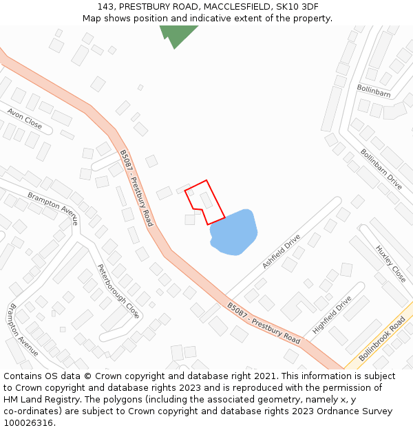143, PRESTBURY ROAD, MACCLESFIELD, SK10 3DF: Location map and indicative extent of plot