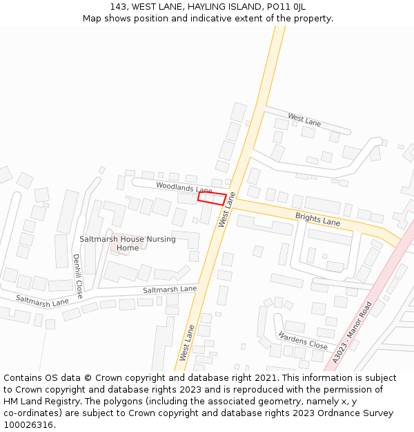 143, WEST LANE, HAYLING ISLAND, PO11 0JL: Location map and indicative extent of plot