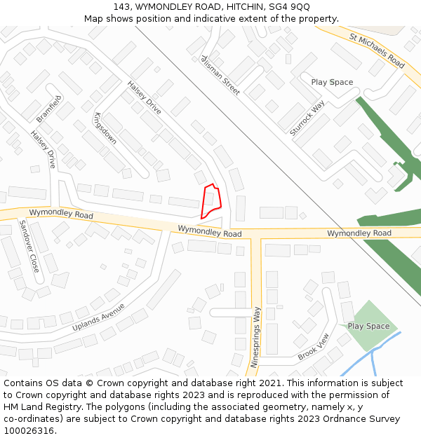 143, WYMONDLEY ROAD, HITCHIN, SG4 9QQ: Location map and indicative extent of plot