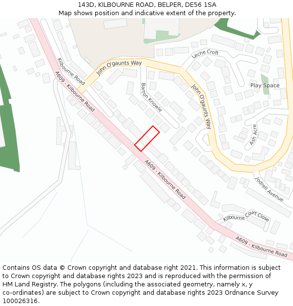 143D, KILBOURNE ROAD, BELPER, DE56 1SA: Location map and indicative extent of plot