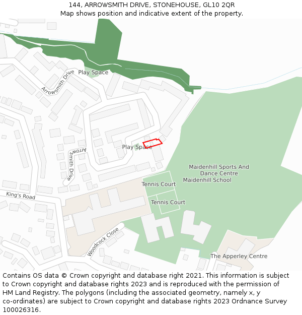 144, ARROWSMITH DRIVE, STONEHOUSE, GL10 2QR: Location map and indicative extent of plot