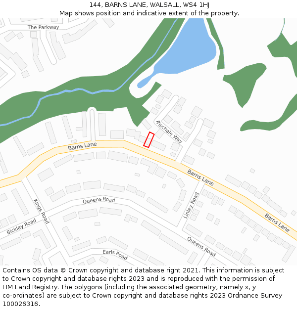 144, BARNS LANE, WALSALL, WS4 1HJ: Location map and indicative extent of plot