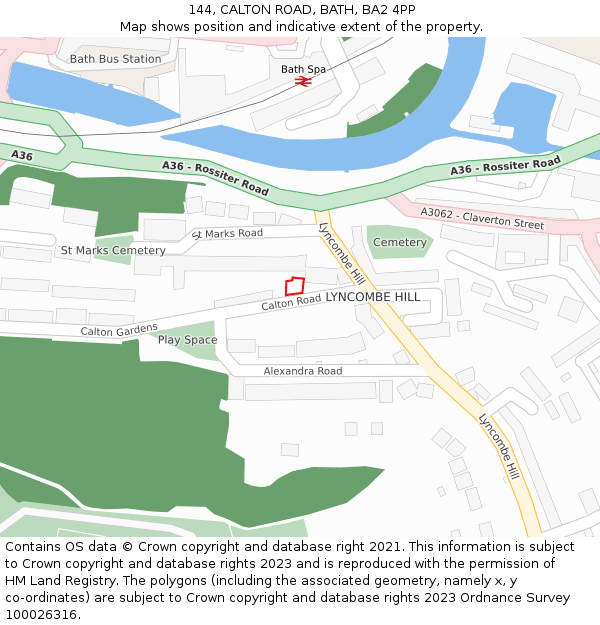144, CALTON ROAD, BATH, BA2 4PP: Location map and indicative extent of plot