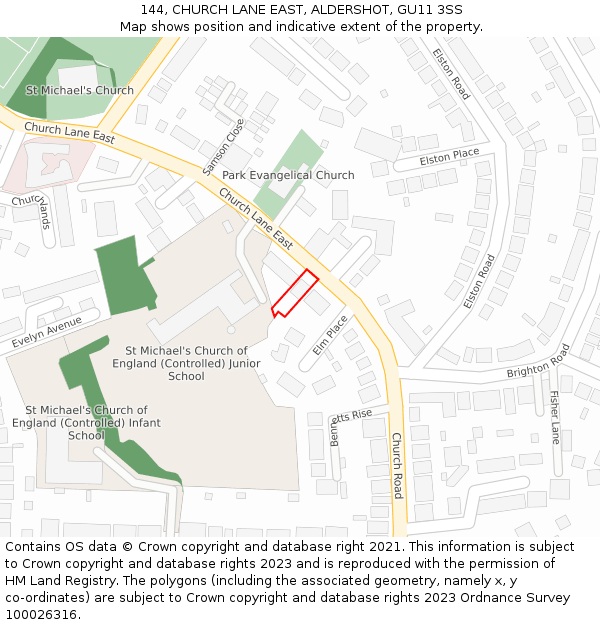 144, CHURCH LANE EAST, ALDERSHOT, GU11 3SS: Location map and indicative extent of plot