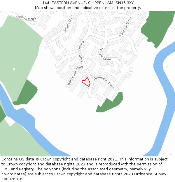 144, EASTERN AVENUE, CHIPPENHAM, SN15 3XY: Location map and indicative extent of plot