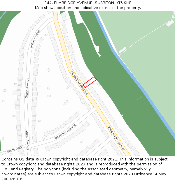 144, ELMBRIDGE AVENUE, SURBITON, KT5 9HF: Location map and indicative extent of plot