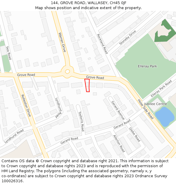 144, GROVE ROAD, WALLASEY, CH45 0JF: Location map and indicative extent of plot