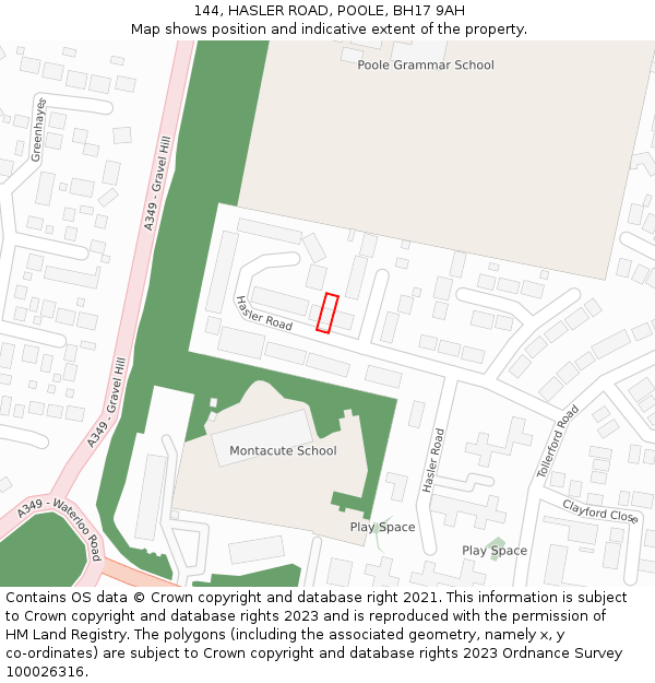 144, HASLER ROAD, POOLE, BH17 9AH: Location map and indicative extent of plot
