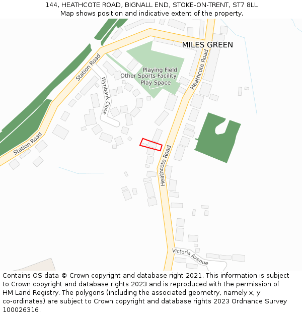 144, HEATHCOTE ROAD, BIGNALL END, STOKE-ON-TRENT, ST7 8LL: Location map and indicative extent of plot