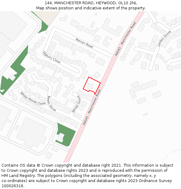 144, MANCHESTER ROAD, HEYWOOD, OL10 2NL: Location map and indicative extent of plot