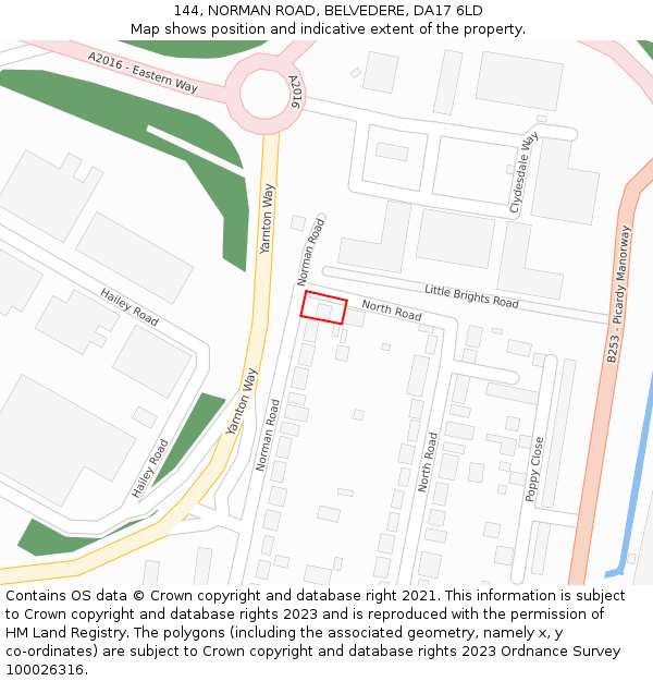 144, NORMAN ROAD, BELVEDERE, DA17 6LD: Location map and indicative extent of plot