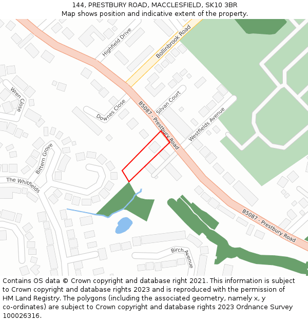 144, PRESTBURY ROAD, MACCLESFIELD, SK10 3BR: Location map and indicative extent of plot