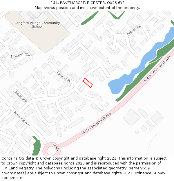 144, RAVENCROFT, BICESTER, OX26 6YF: Location map and indicative extent of plot