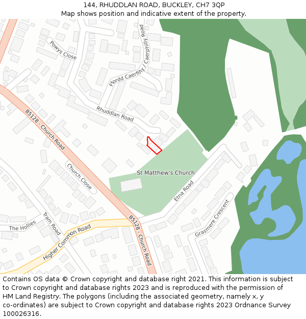 144, RHUDDLAN ROAD, BUCKLEY, CH7 3QP: Location map and indicative extent of plot