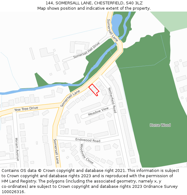 144, SOMERSALL LANE, CHESTERFIELD, S40 3LZ: Location map and indicative extent of plot