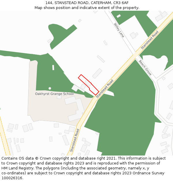 144, STANSTEAD ROAD, CATERHAM, CR3 6AF: Location map and indicative extent of plot