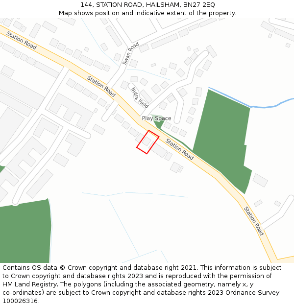144, STATION ROAD, HAILSHAM, BN27 2EQ: Location map and indicative extent of plot