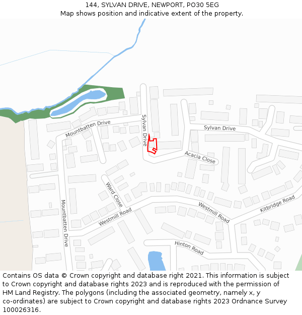 144, SYLVAN DRIVE, NEWPORT, PO30 5EG: Location map and indicative extent of plot