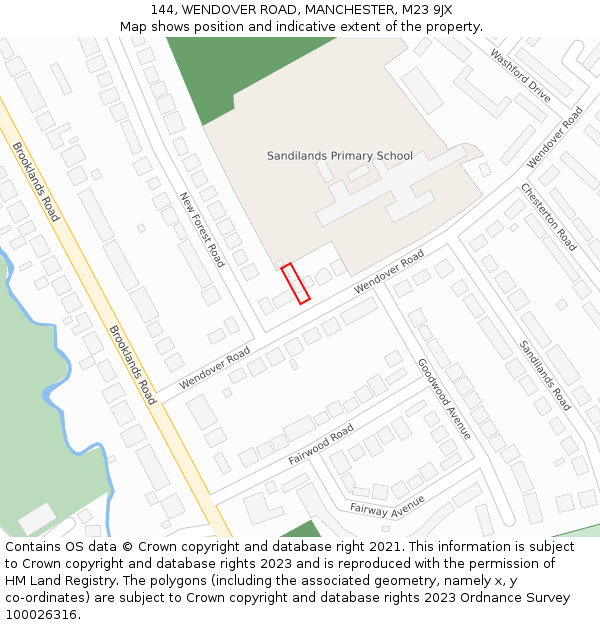 144, WENDOVER ROAD, MANCHESTER, M23 9JX: Location map and indicative extent of plot
