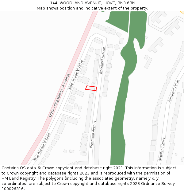 144, WOODLAND AVENUE, HOVE, BN3 6BN: Location map and indicative extent of plot