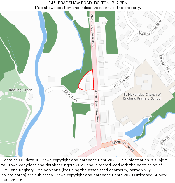 145, BRADSHAW ROAD, BOLTON, BL2 3EN: Location map and indicative extent of plot