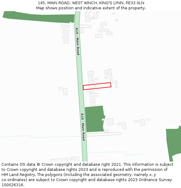 145, MAIN ROAD, WEST WINCH, KING'S LYNN, PE33 0LN: Location map and indicative extent of plot