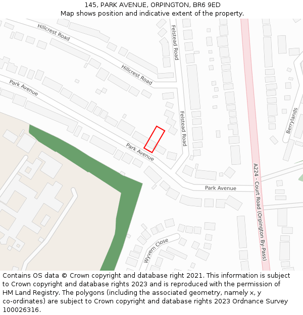 145, PARK AVENUE, ORPINGTON, BR6 9ED: Location map and indicative extent of plot