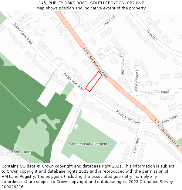 145, PURLEY OAKS ROAD, SOUTH CROYDON, CR2 0NZ: Location map and indicative extent of plot