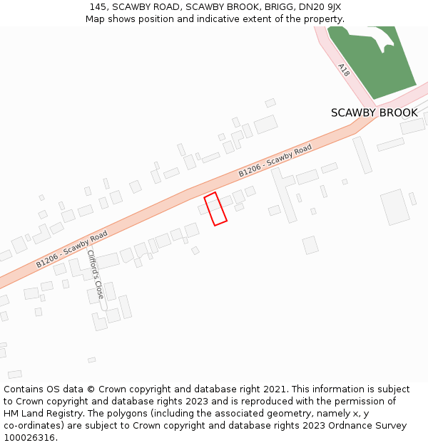 145, SCAWBY ROAD, SCAWBY BROOK, BRIGG, DN20 9JX: Location map and indicative extent of plot