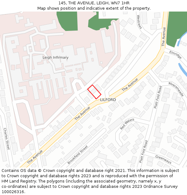 145, THE AVENUE, LEIGH, WN7 1HR: Location map and indicative extent of plot