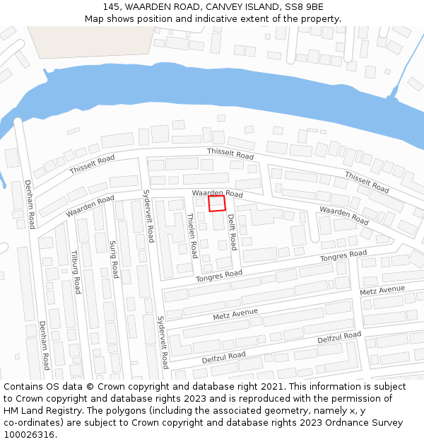 145, WAARDEN ROAD, CANVEY ISLAND, SS8 9BE: Location map and indicative extent of plot