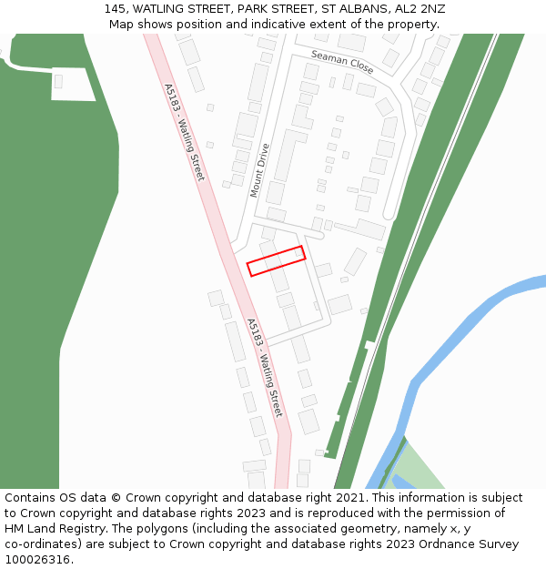 145, WATLING STREET, PARK STREET, ST ALBANS, AL2 2NZ: Location map and indicative extent of plot
