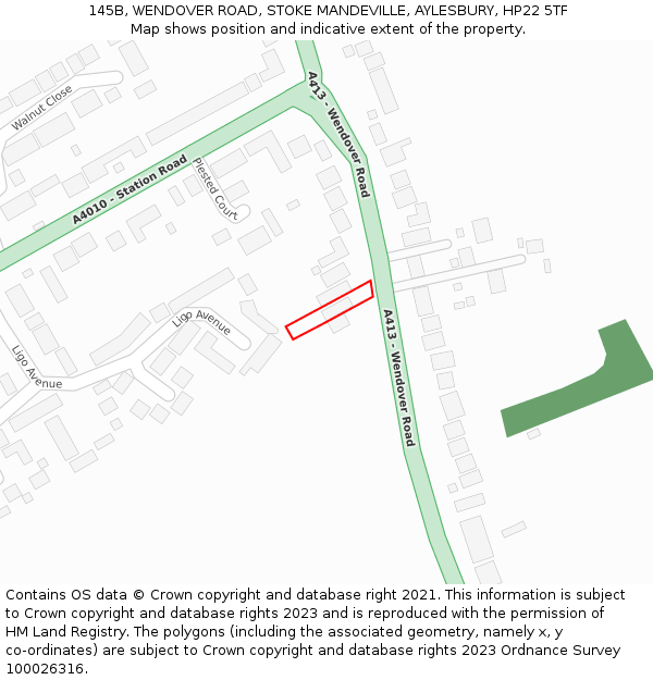 145B, WENDOVER ROAD, STOKE MANDEVILLE, AYLESBURY, HP22 5TF: Location map and indicative extent of plot