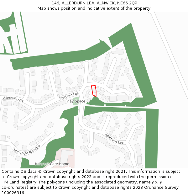 146, ALLERBURN LEA, ALNWICK, NE66 2QP: Location map and indicative extent of plot