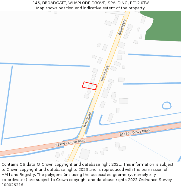 146, BROADGATE, WHAPLODE DROVE, SPALDING, PE12 0TW: Location map and indicative extent of plot
