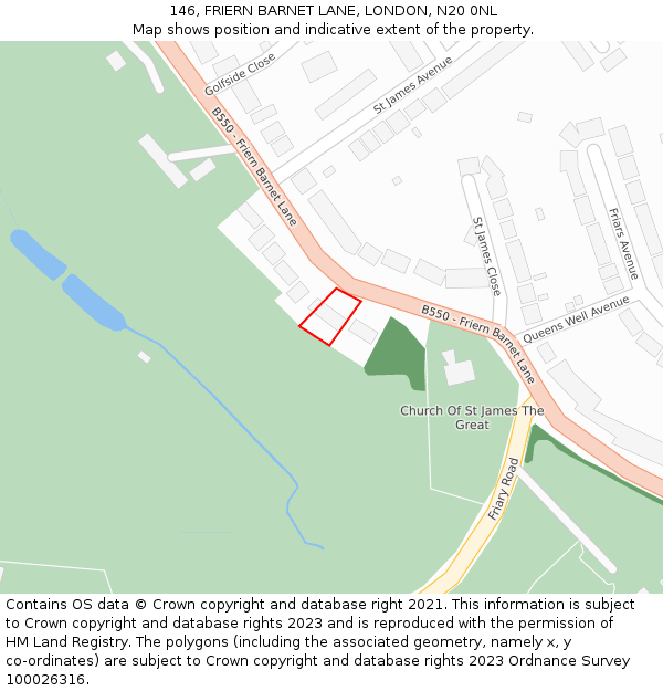 146, FRIERN BARNET LANE, LONDON, N20 0NL: Location map and indicative extent of plot