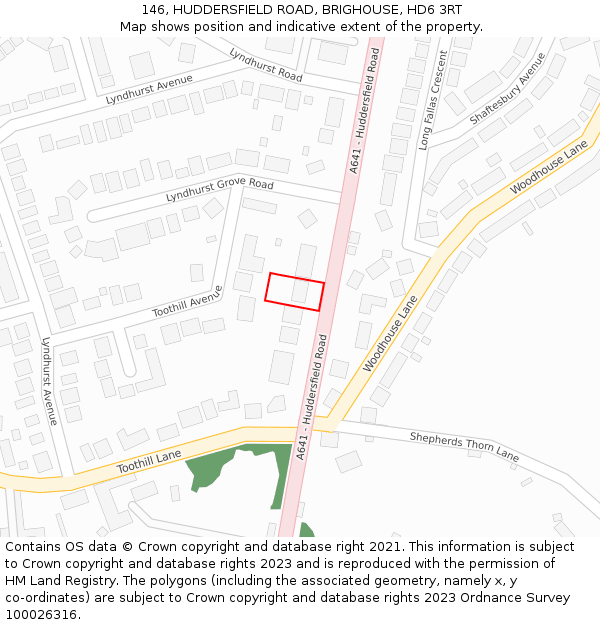 146, HUDDERSFIELD ROAD, BRIGHOUSE, HD6 3RT: Location map and indicative extent of plot