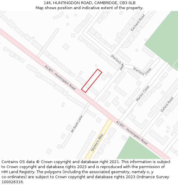 146, HUNTINGDON ROAD, CAMBRIDGE, CB3 0LB: Location map and indicative extent of plot