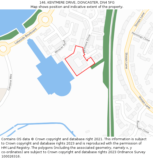 146, KENTMERE DRIVE, DONCASTER, DN4 5FG: Location map and indicative extent of plot